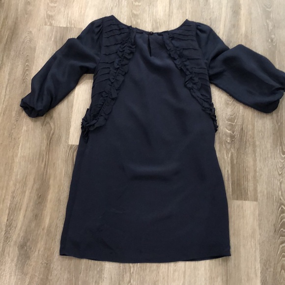 Tibi navy silk Alba loom sleeve dress sz 2 - Picture 5 of 6